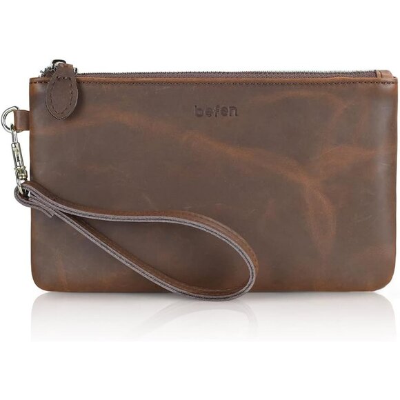Handbags - HOT Genuine Italian Leather Wristlet Clutch Wallet Purse-Brown